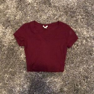 Burgundy crop t shirt